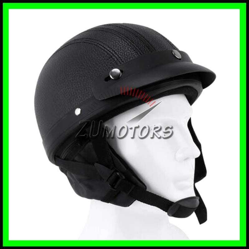 Casca moto Retro scuter Vespa Chopper Piele + Ochelari WW2 - Negru