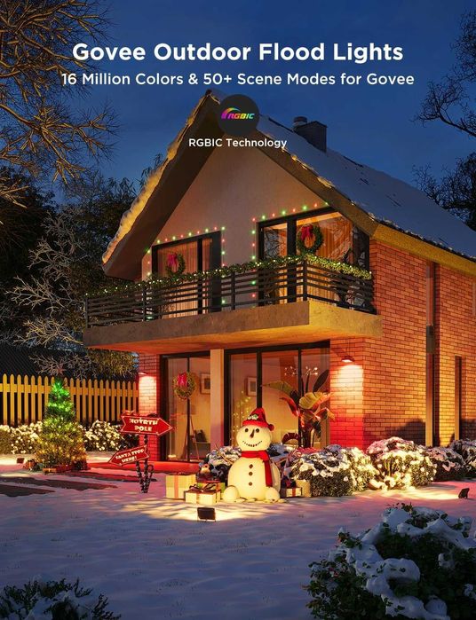 Смарт осветление за двор Govee Flood Lights 2 RGBIC Wi-Fi 4 броя