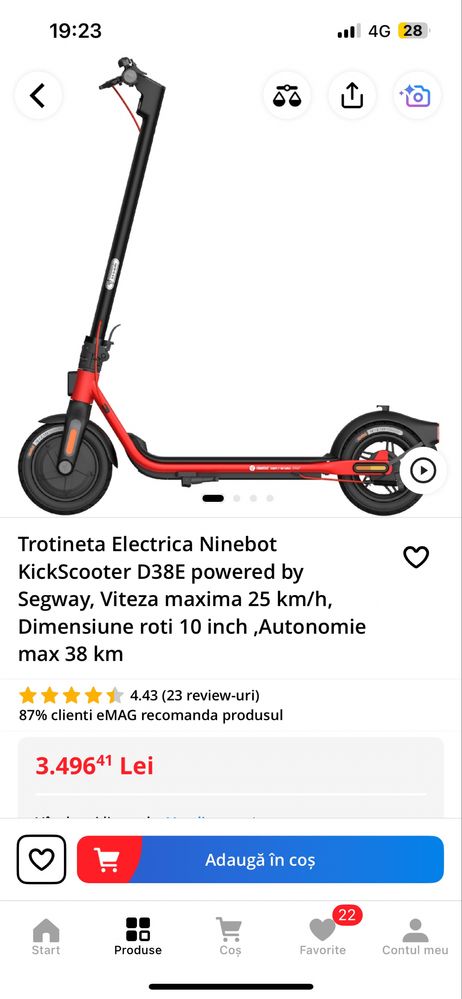 Vand/schimb trotineta Ninebot d38