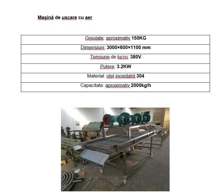 Linie de producție prune deshidratate industrială, capacitate mare