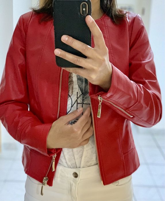 Ново дамско зимно / кожено яке хс/ с размер