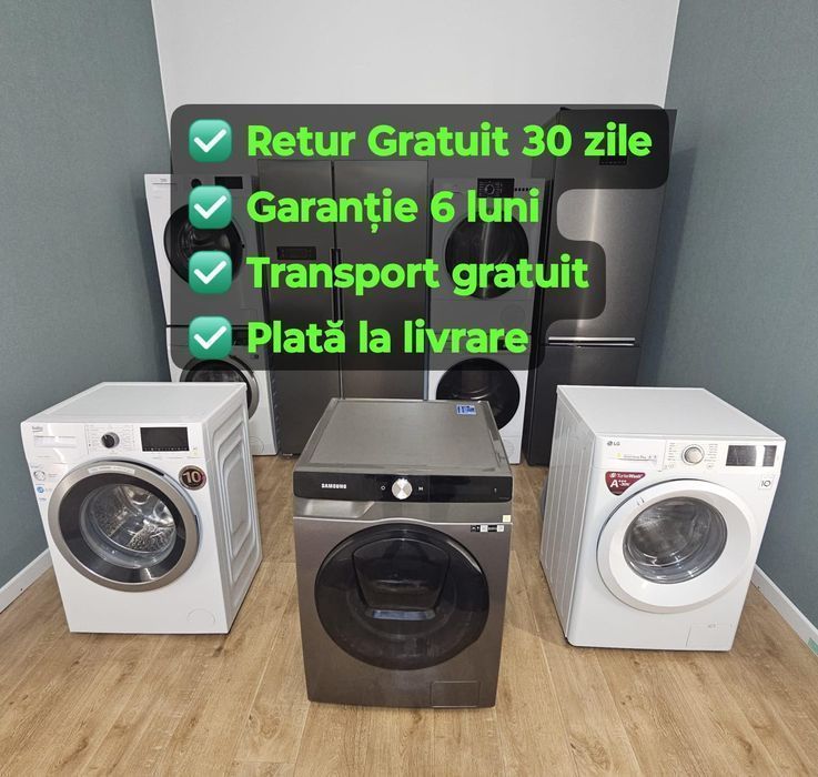 1️⃣ Mașină de spălat rufe – Garanție 6 luni + Transport Gratuit!