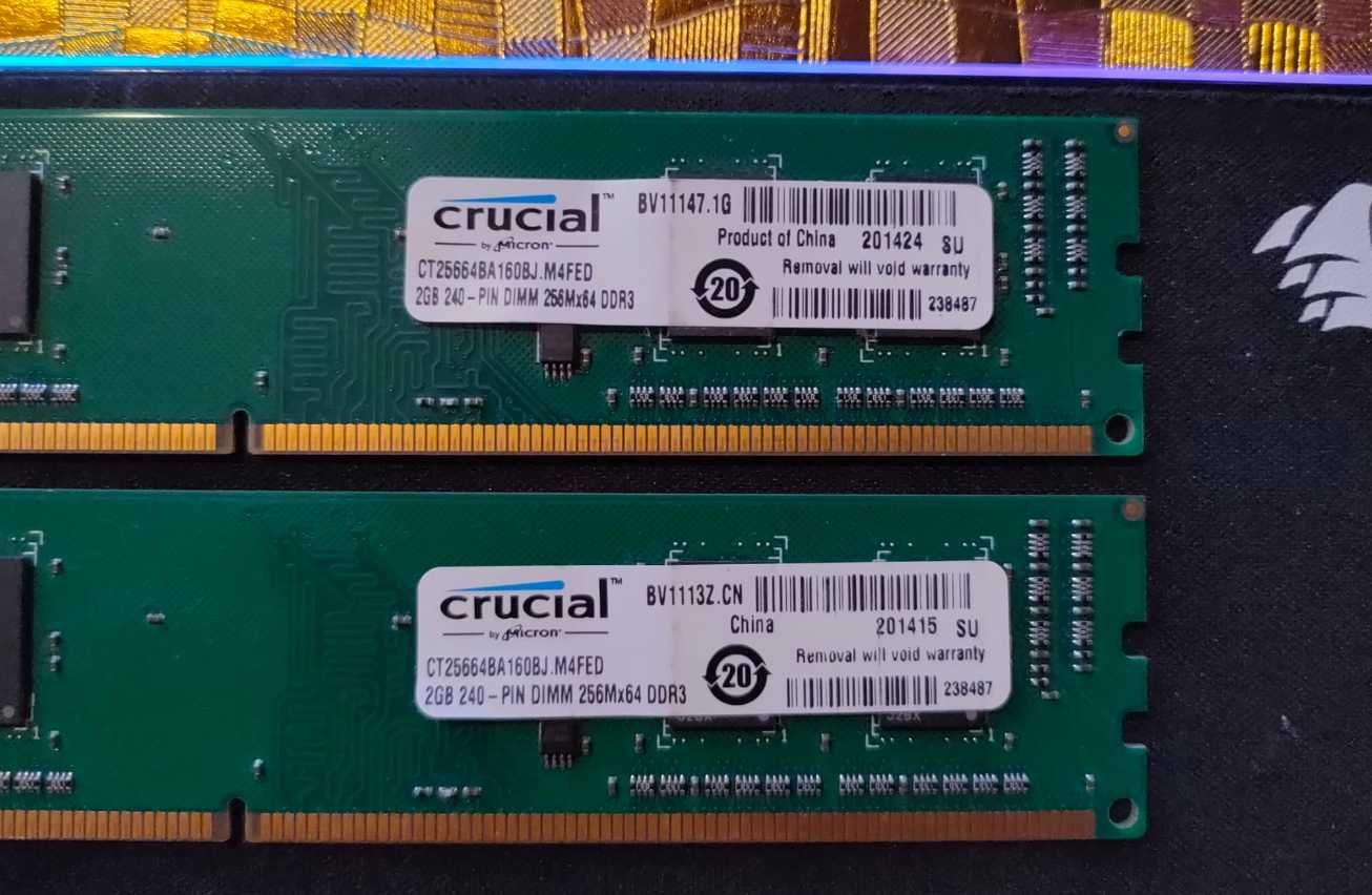 Memorie RAM Crucial 4GB (2GB+2GB) DDR3 pentru PC
