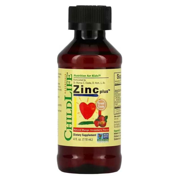ChildLife, Цинк, Zinc, Натуральный вкус манго и клубники, 118 мл