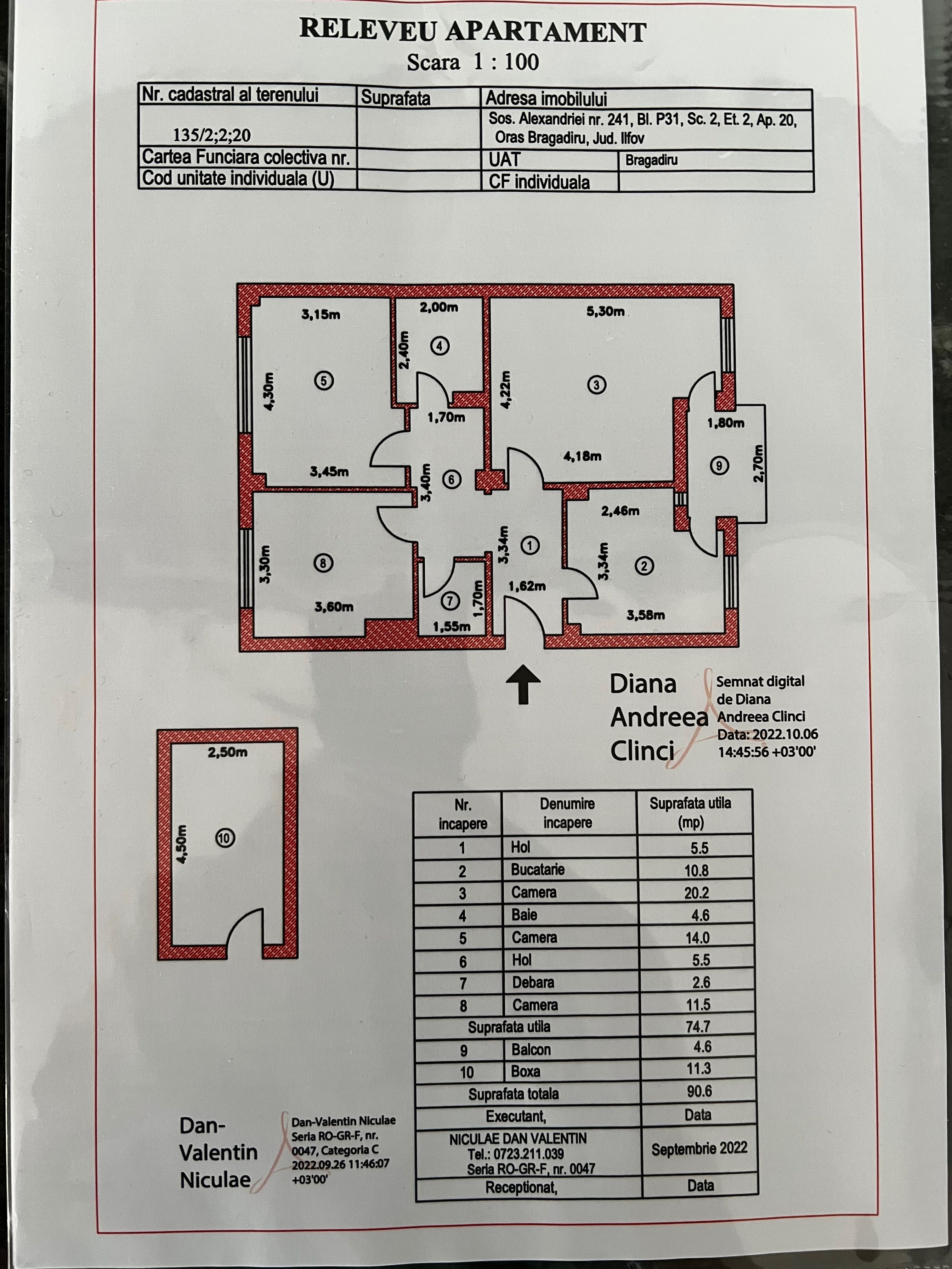 Vand apartament spatios 3 camere Bragadiru (Centru)