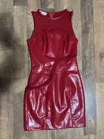 House London червена латексова рокля
