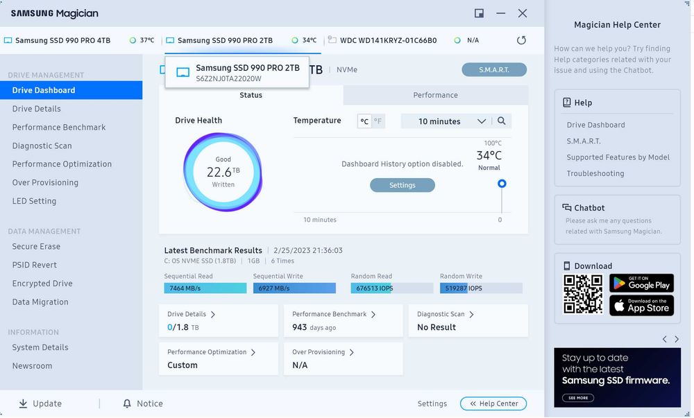 Ssd Samsung 990 pro 2TB garantie