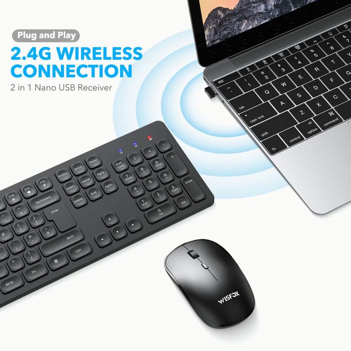Tastatură și mouse wireless WisFox, 2,4 GHz WisFox