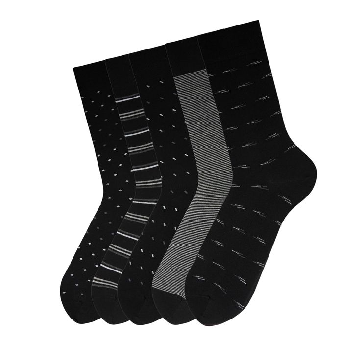 Памучни мъжки чорапи с десен, 5 броя, безшевни и с мек ластик