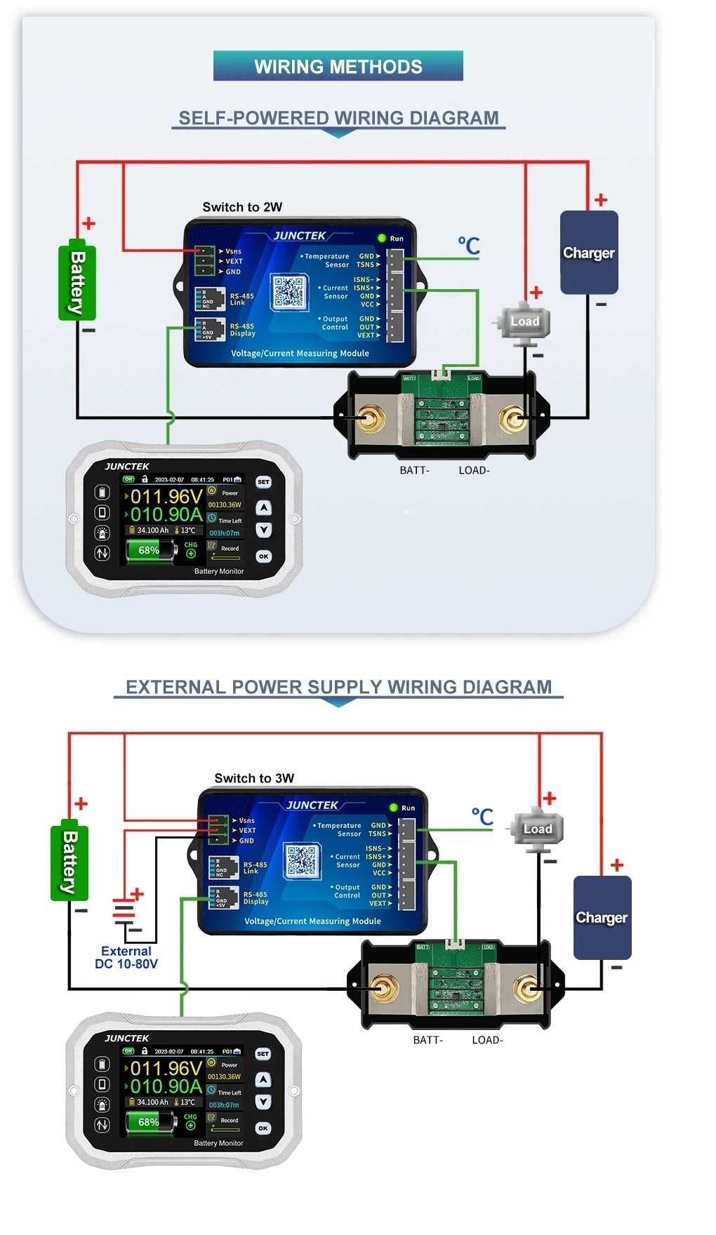 2023 НОВ KH140F Bluetooth монитор за батерия 0-120V 400A