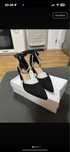 pantofi cu toc stiletto negri cu funda si margele marimea 37