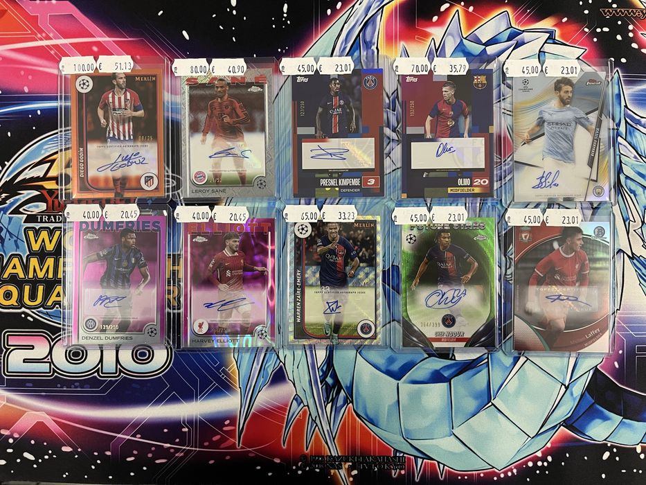 Topps Panini Футболни карти с автографи и части от екип