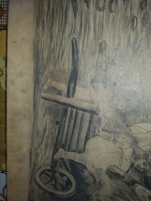 Tablouri vechi creion si acuarele