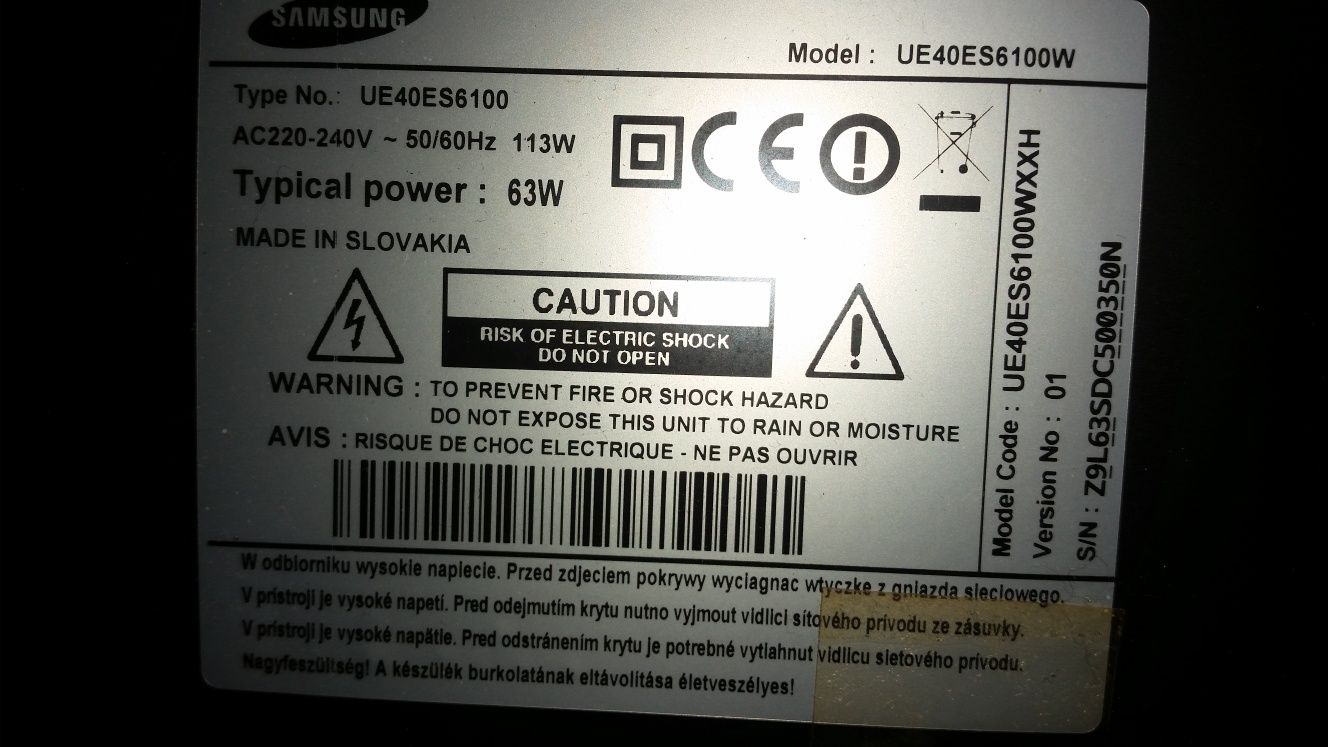 Samsung UE-40ES6100w 3D