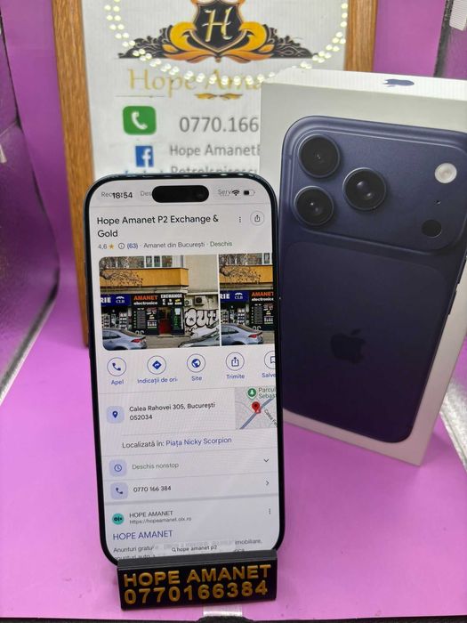 HOPE AMANET P2-Iphone 17 pro desigilat de proba 256 GB/100% BAT