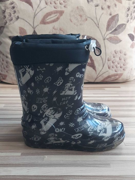 Cizme de ploaie îmblănite pentru copii, mărime 30-31