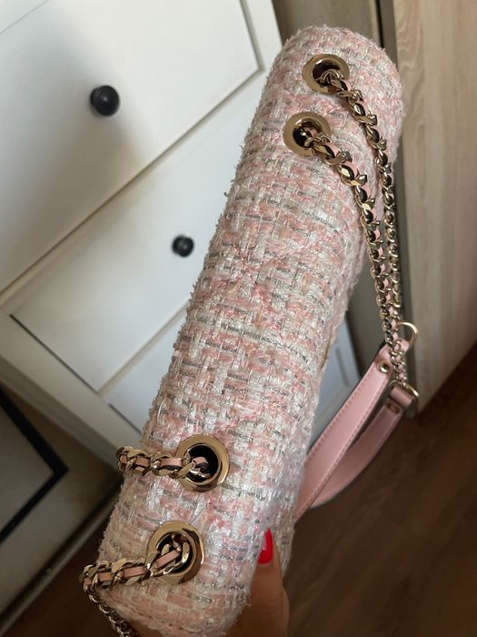 Чанта Guess Cessily Tweed Pink