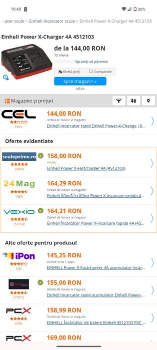 Încărcător rapid 4ah Einhell 18V, nou