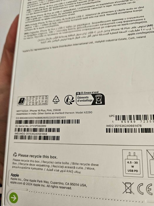 Iphone 16 Plus, 256 gb, sigilat la cutie, Garantie 1 an.