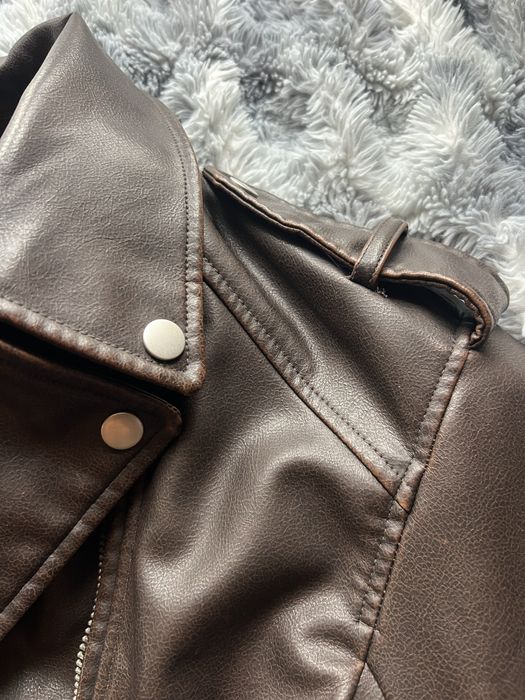 ZARA дамско oversized кафяво кожено яке
