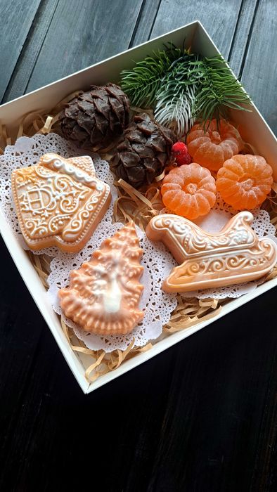 Большой новогодний подарочный набор. Мыло ручной работы.