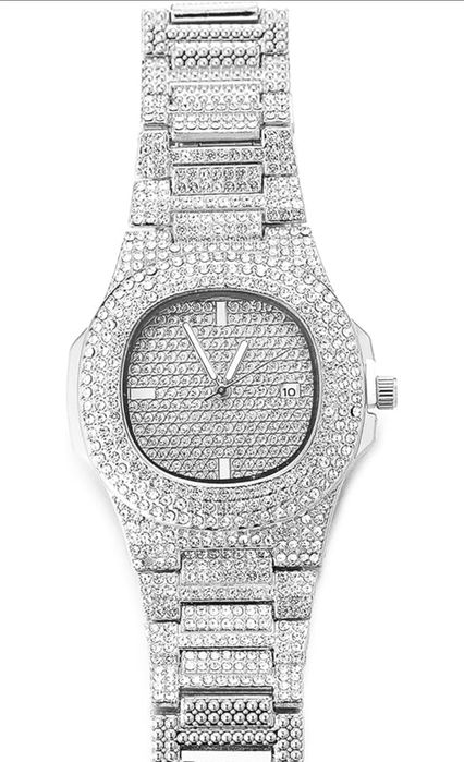 Ceas iced out argintiu