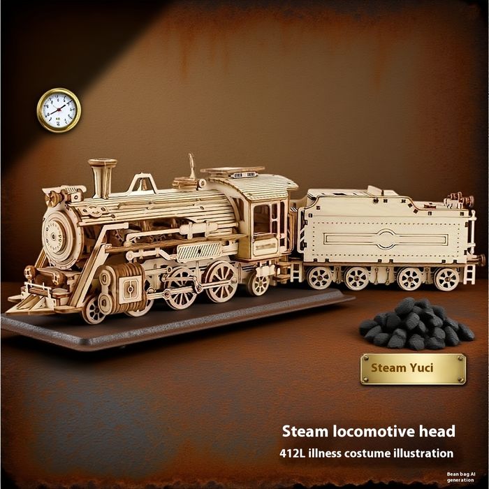 Деревянный 3D-конструктор «Паровоз» 349 деталей