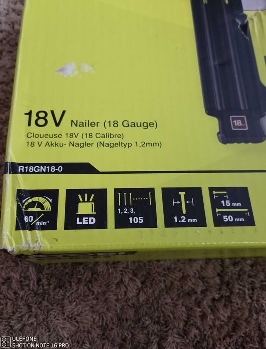 Pistol cuie electric Ryobi One+ R18GN18-0 Nou Sigilat