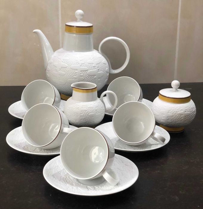 Serviciu din portelan alb biscuit Heinrich H & Co Selb Bavaria Germany