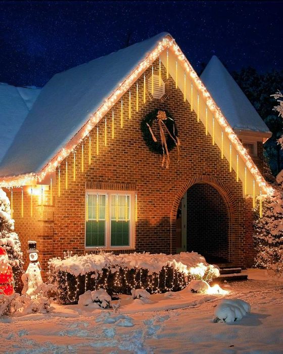 падащ сняг коледни лампички топла светлина 3м х 50см пурички външни