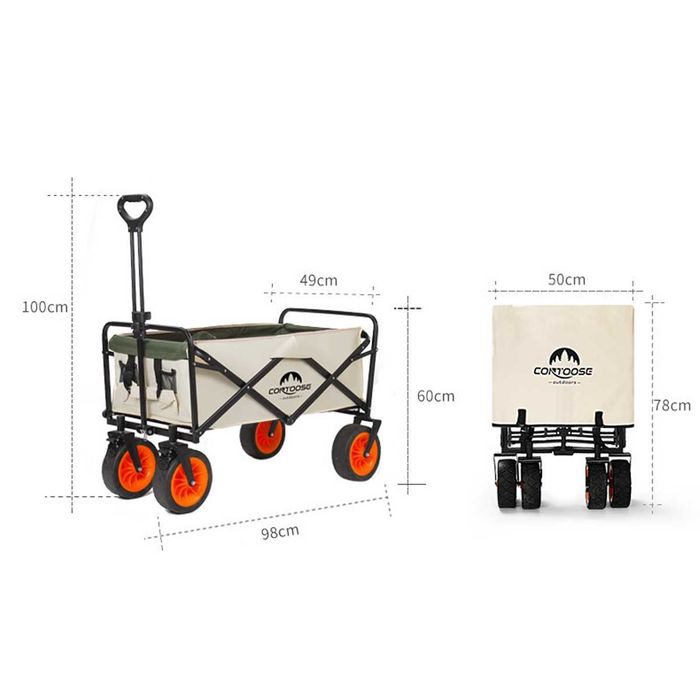 Къмпинг сгъваема количка гуми плаж пясък гора пренасяне транспорт