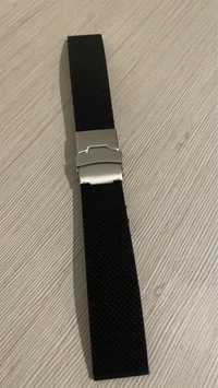 Curea ceas din silicon 22mm, neagra, catarama deployant fluture