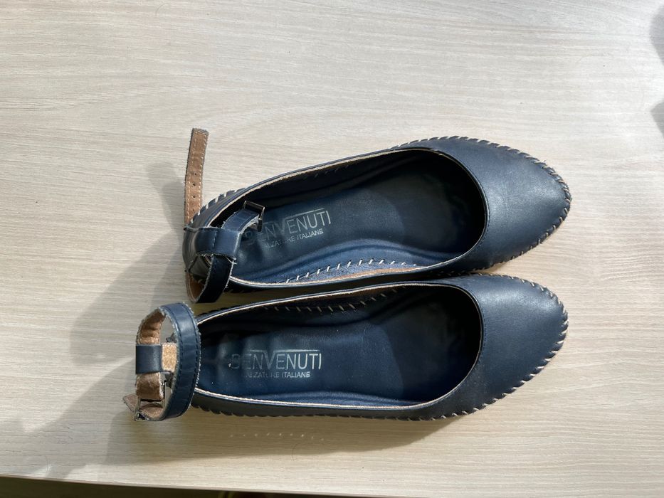 Balerini, pantofi piele cu aplicatie de pasla Benvenuti