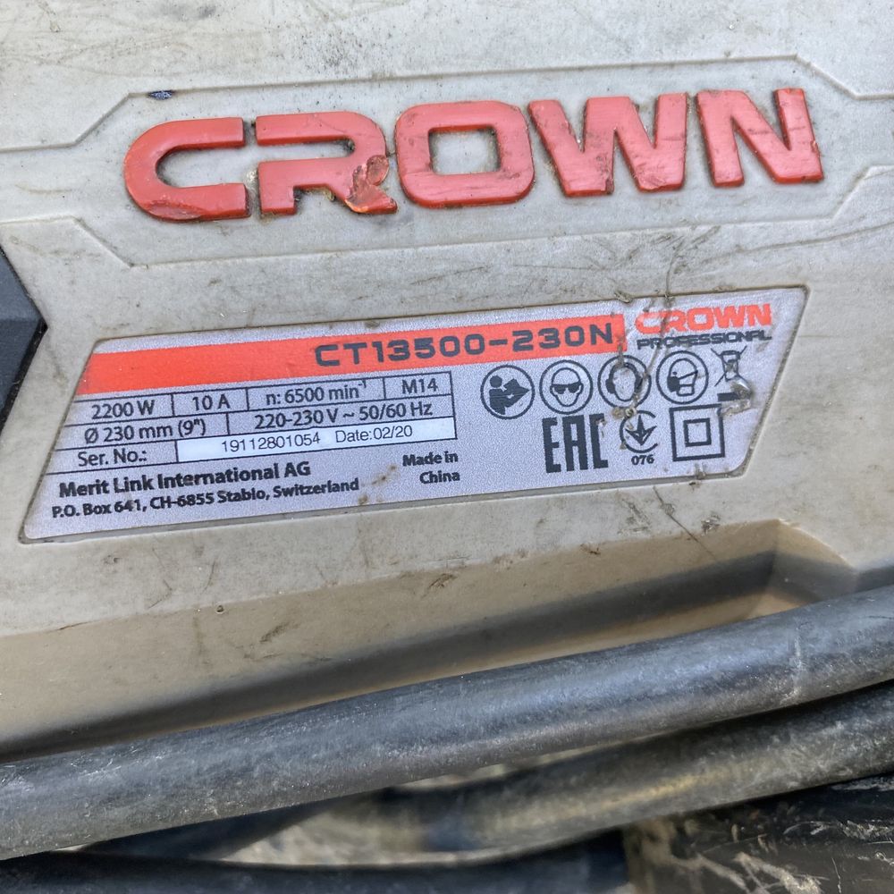 CROWN 2,200W болгарка шлифмашинка 230мм