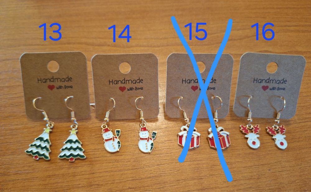 Ръчно изработени, коледни обеци