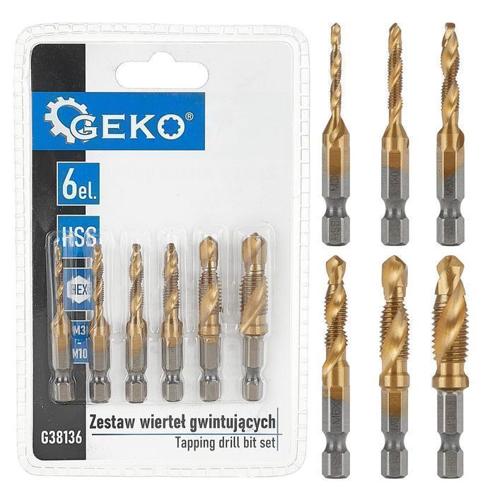 Set burghie, hss hex m3-m10, 6 piese geko