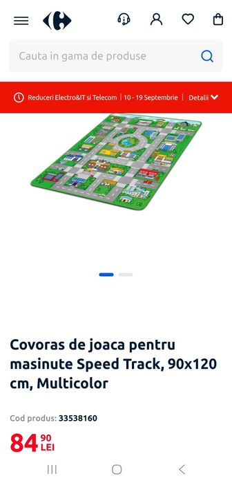 Covoras de joaca pentru masinute Speed Track, 90x120 cm - impecabil