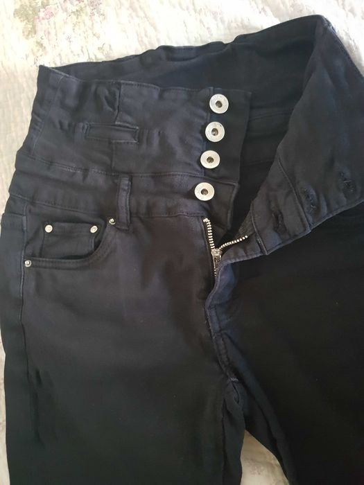 Черни тип дънки-панталон памук 2бр. р-р S/XS