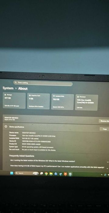 Laptop acer A715-76G