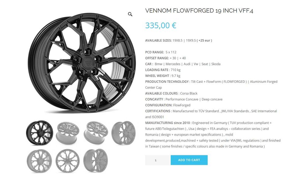Jante VENNOM FlowForged 19 inch VFF.4 - Satin Black