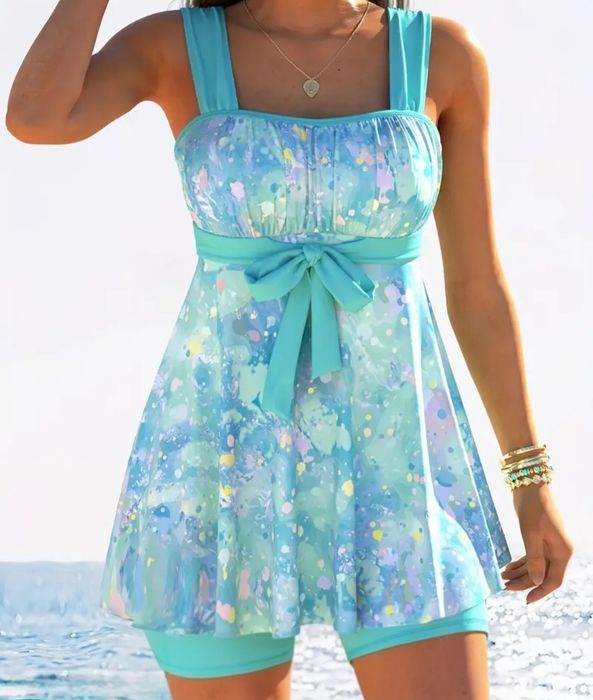 Costum de baie damă din 2 piese - culoare turcoaz