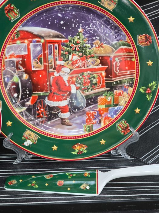 Сервиз за торта с новогодишни мотиви