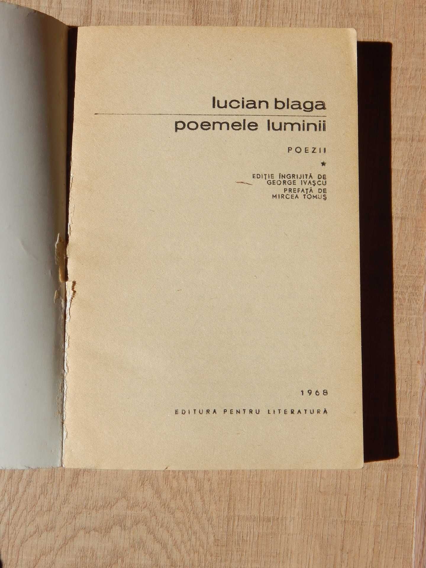 Poemele luminii Lucian Blaga BPT Editura pentru Literatura 1968