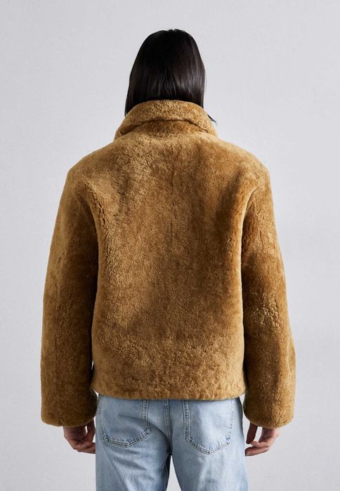 sandro, Jachetă de iarnă din blană de miel Blouson Mouton, Camel, M