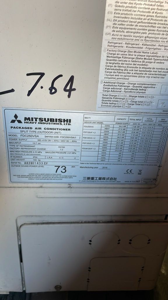 Mitsubishi heavy 25kw 12kw климатици за термопомпа или касетъчен