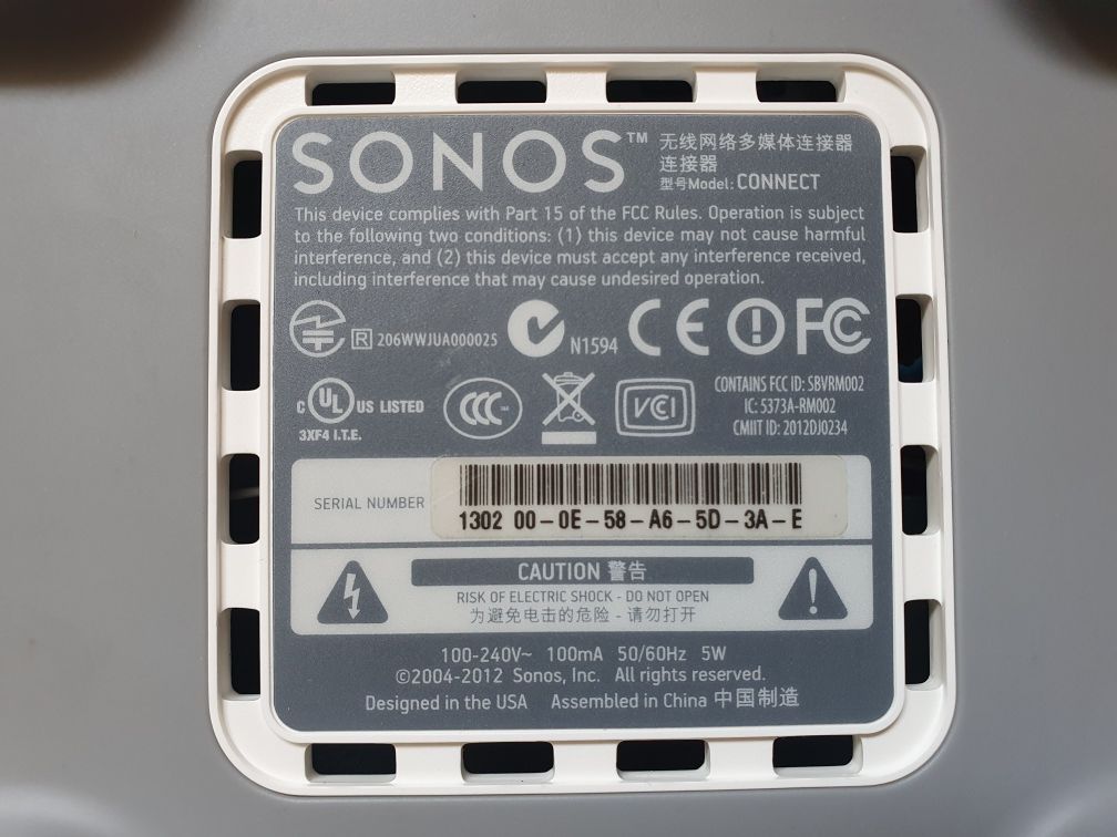 Amplificator Sonos Connect, WiFi, Alb