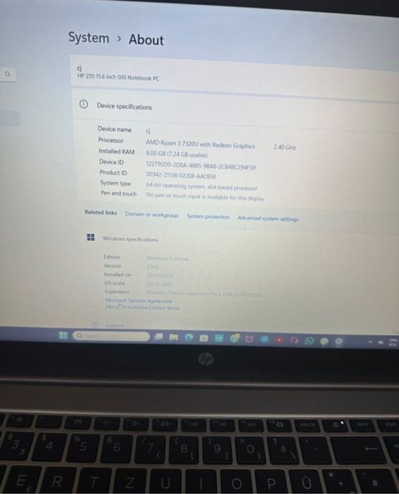 Laptop hp 255 G10 ryzen 3