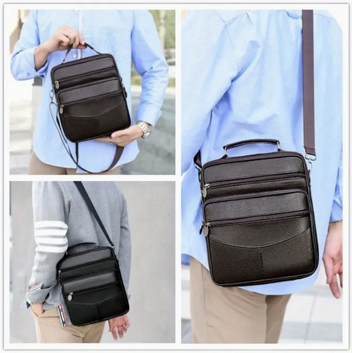 Мъжка кожена работна чанта/Елегантна и стилна, кафява естествена кожа!