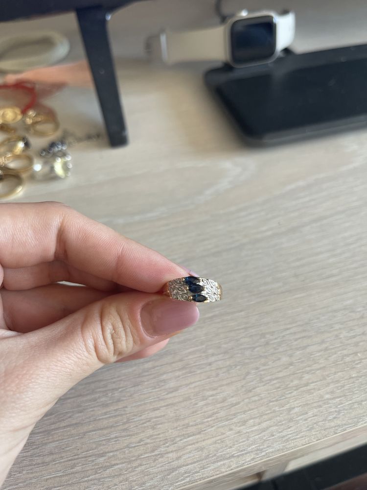 Inel aur galben 14k cu safire
