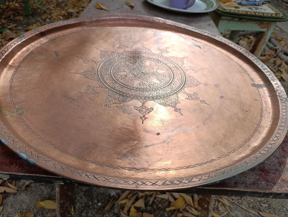Старинный медный поднос